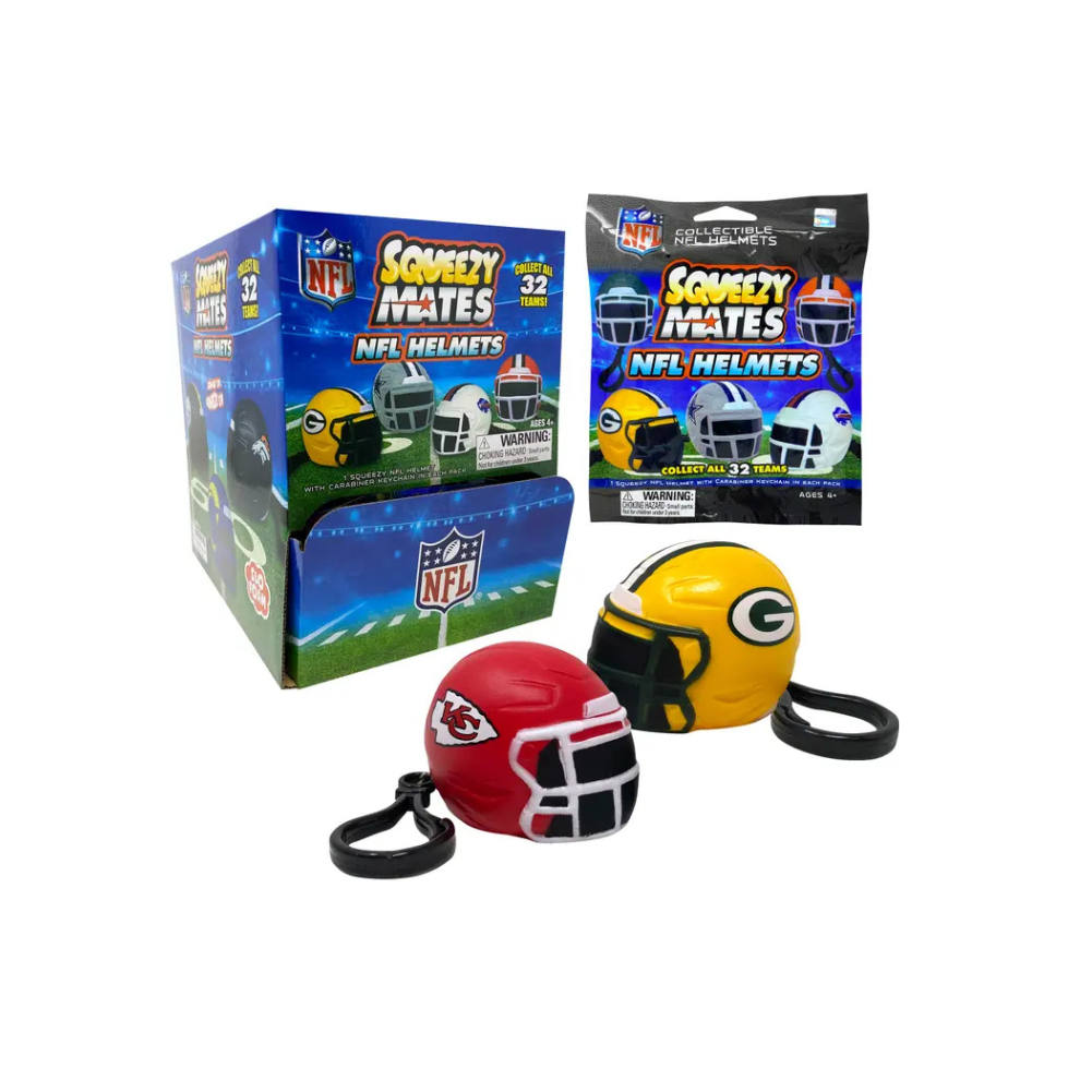 32 football helmets 2025 NFL Helmets SqueezyMates 24ct. Gravity Feed Display Box – Card Giants