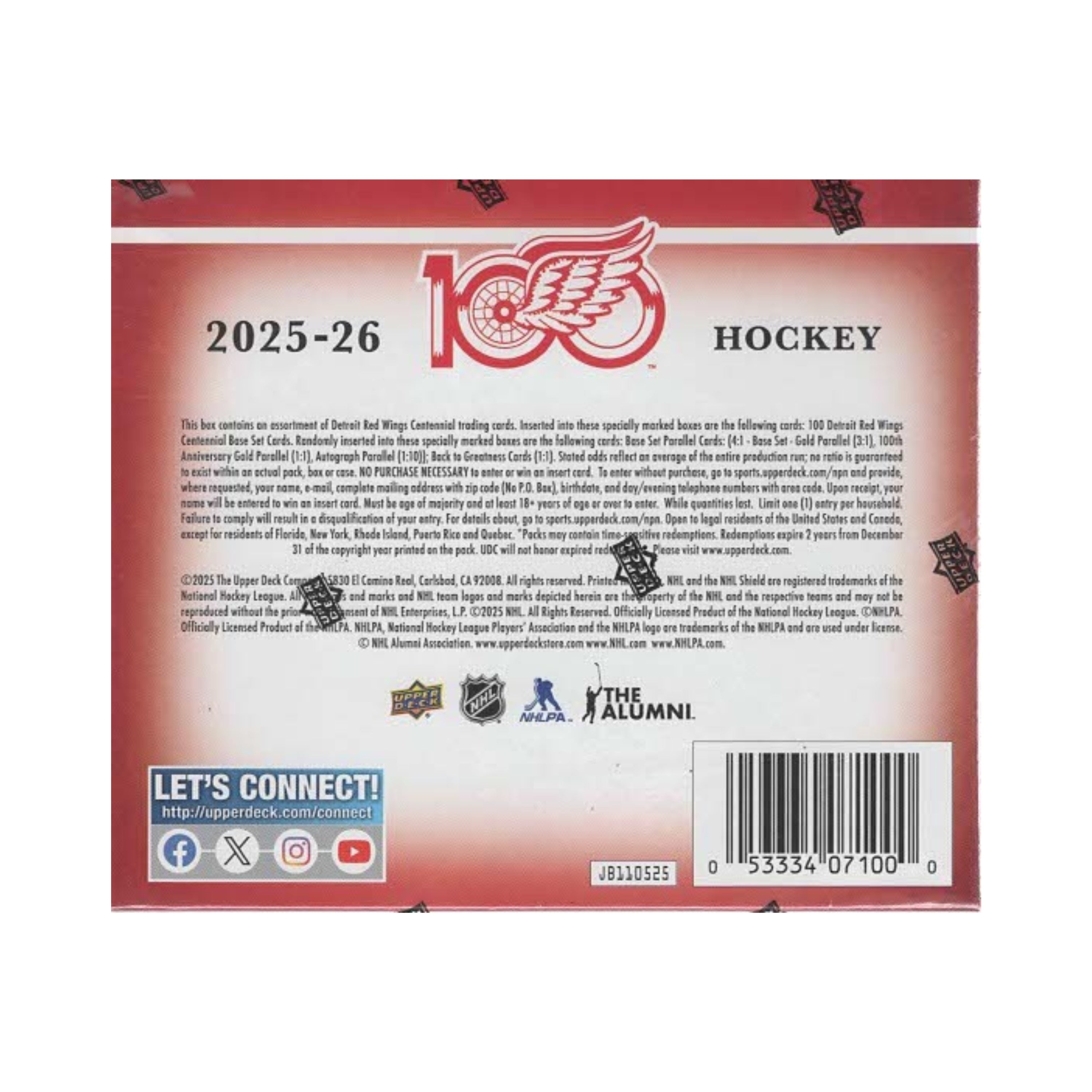 2025-26 Upper Deck Detroit Red Wings Centennial 105Ct. Box Set