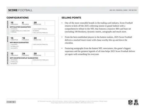 2025 Panini Score NFL Football 150ct. Mega Box