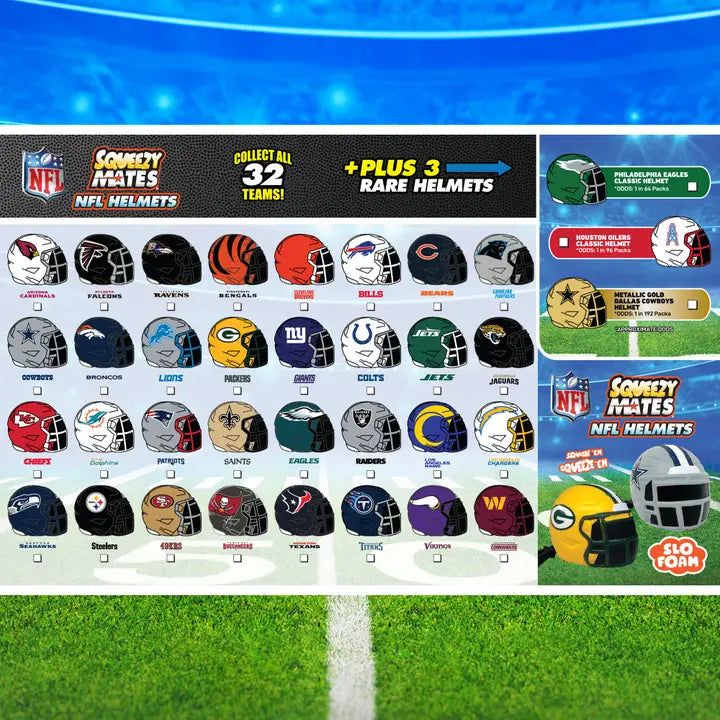 2025 NFL Helmets SqueezyMates 24ct. Gravity Feed Display Box