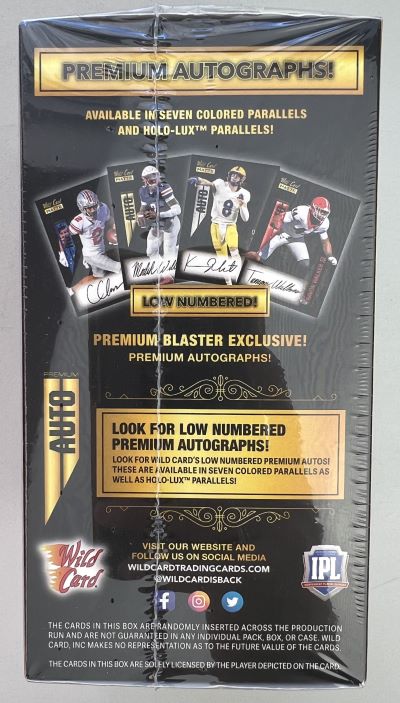 2022 Wild Card Black Matte Premium Draft Pick Football 40ct. Blaster Box