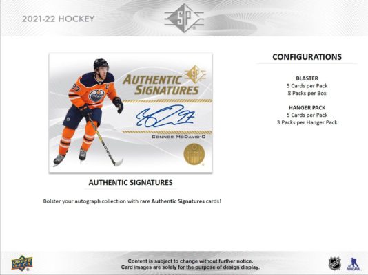 2021-22 Upper Deck SP NHL Hockey 15ct. Hanger Pack
