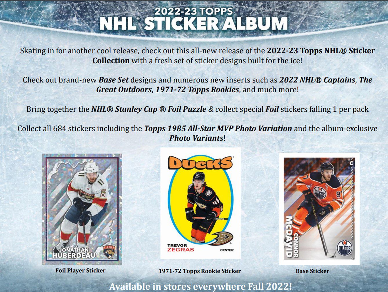 2022-23 Topps NHL Hockey Sticker Collection 25 Ct. HANGER BAG