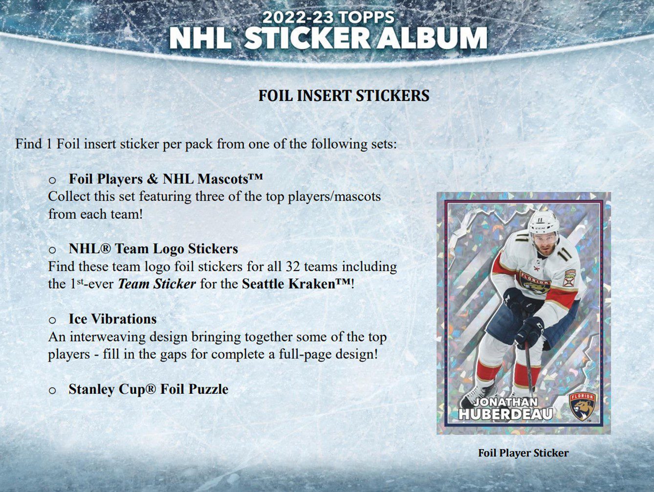 2022-23 Topps NHL Hockey Sticker Collection 25 Ct. HANGER BAG