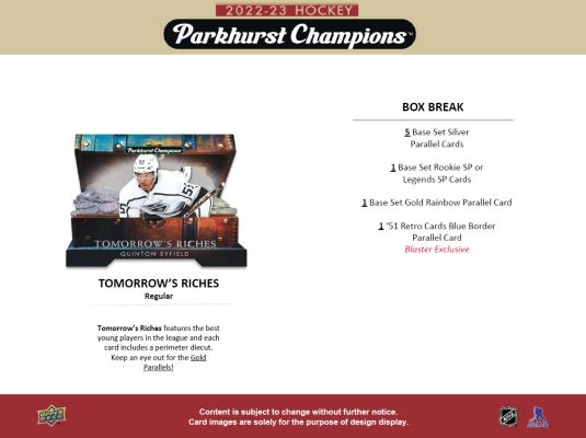 2022-23 Upper Deck Parkhurst Champions NHL Hockey 40 Ct. Blaster Box