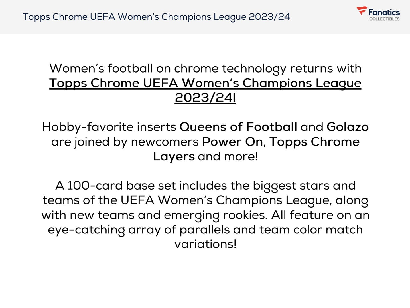 2023-24 Topps Chrome UEFA Women's Champions League UWCL Soccer 28ct. BLASTER BOX