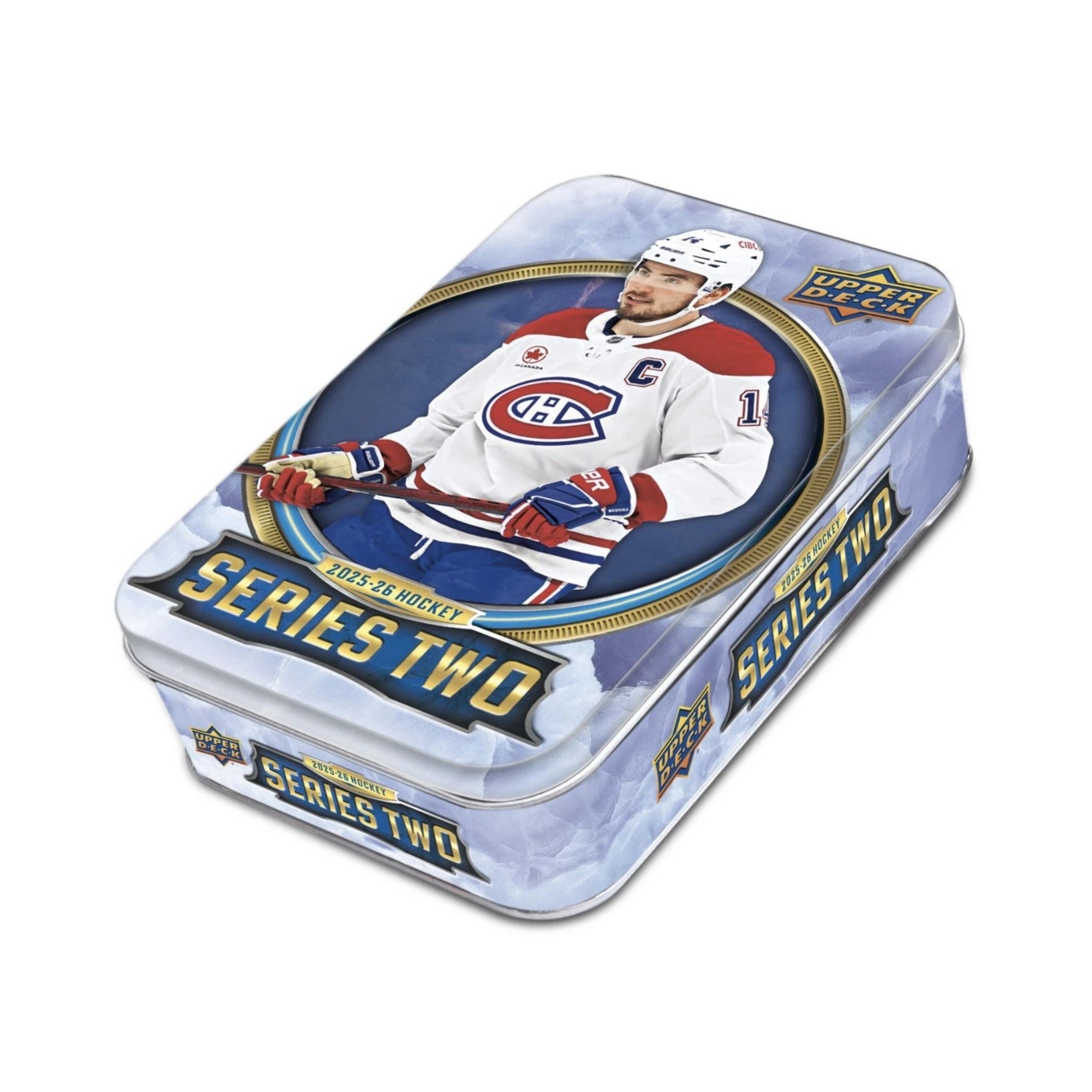 Hockey trading card tin with player image and 'Series Two' text on a white background