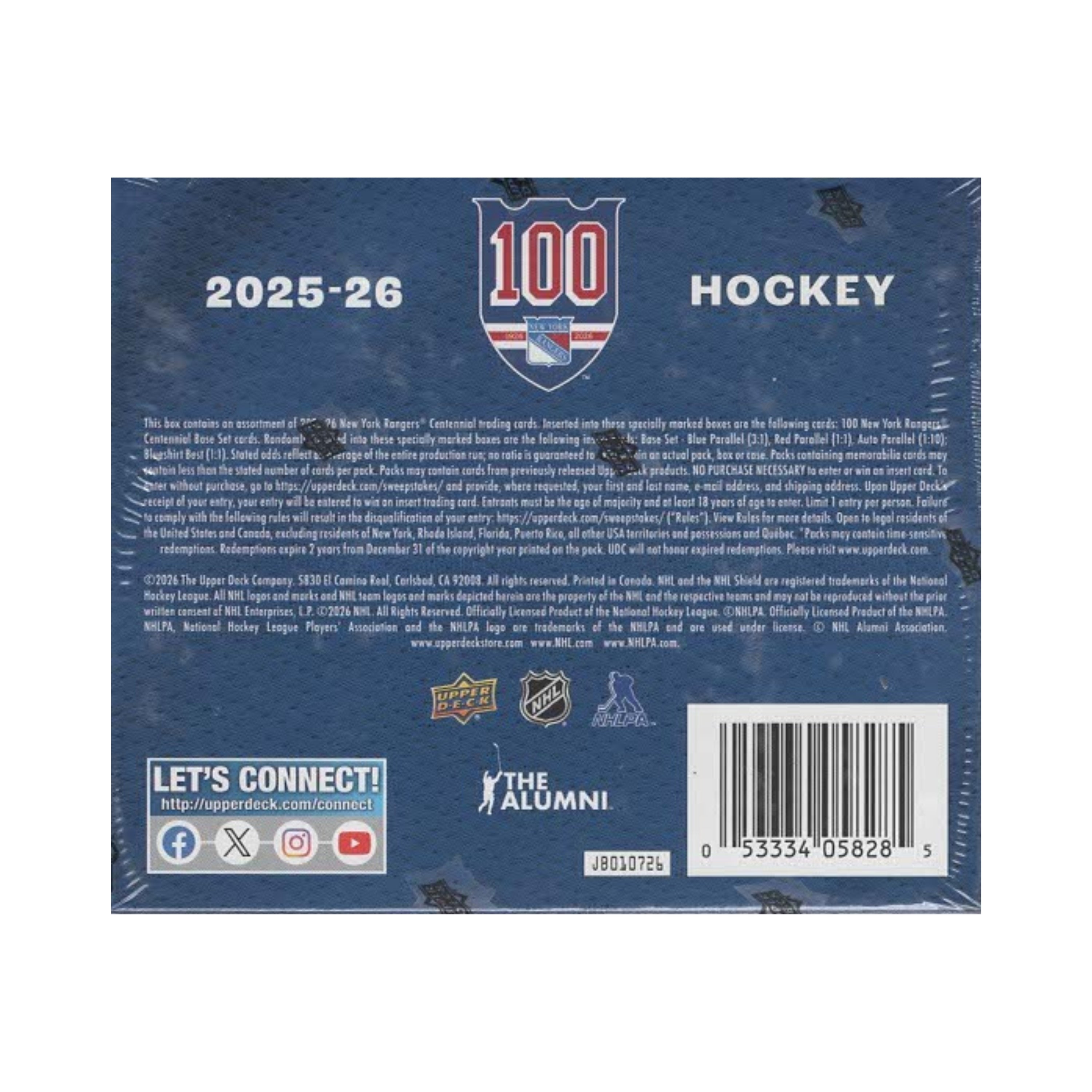 2025-26 Upper Deck New York Rangers Centennial 105Ct. Box Set