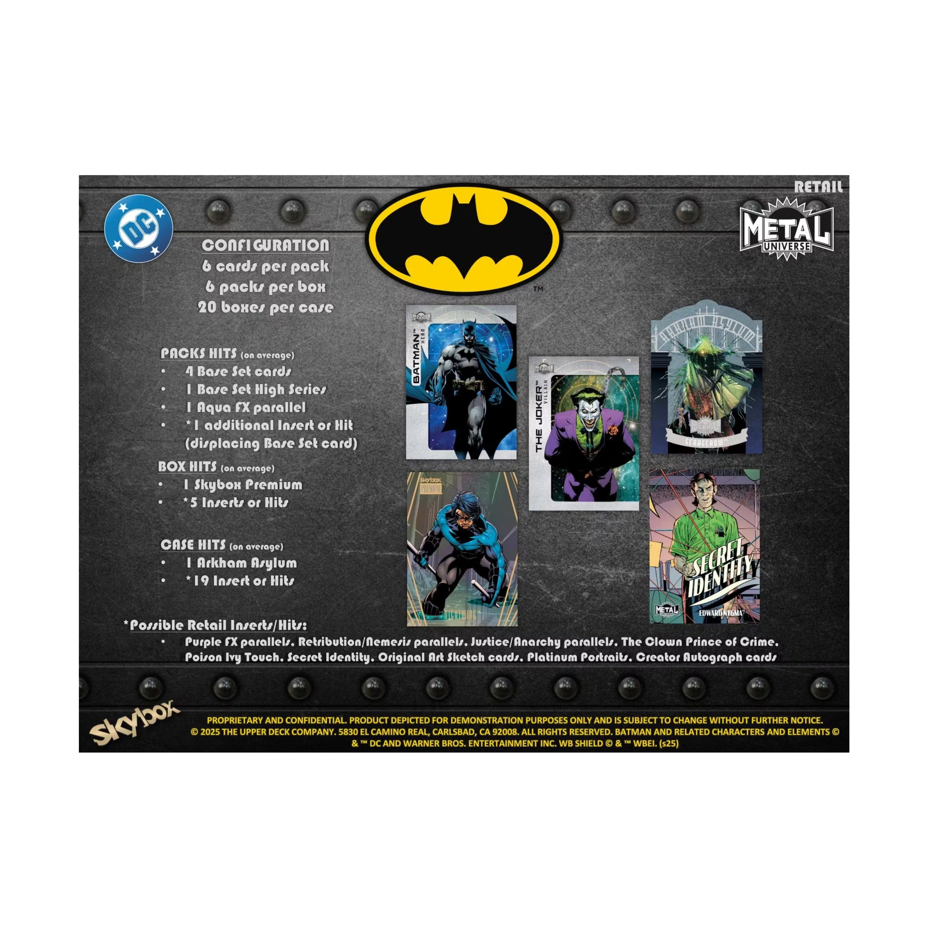 2025 Upper Deck Skybox Metal Universe Batman 36ct. Blaster Box