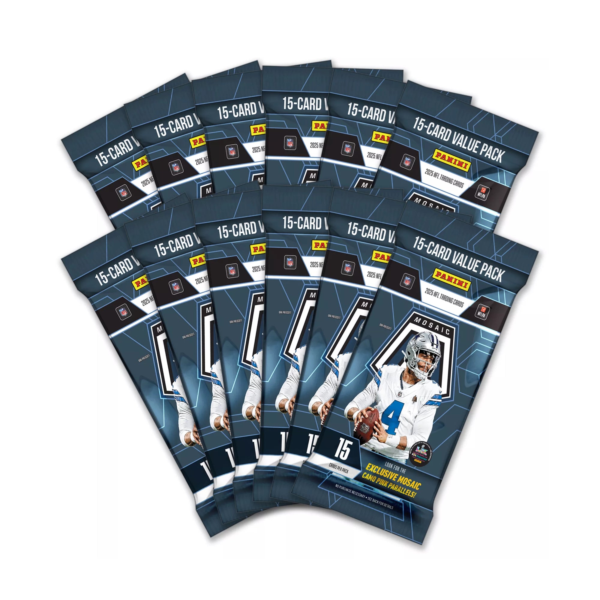 2025 Panini Mosaic NFL Football 12PK Fat Pack Cello Value Box
