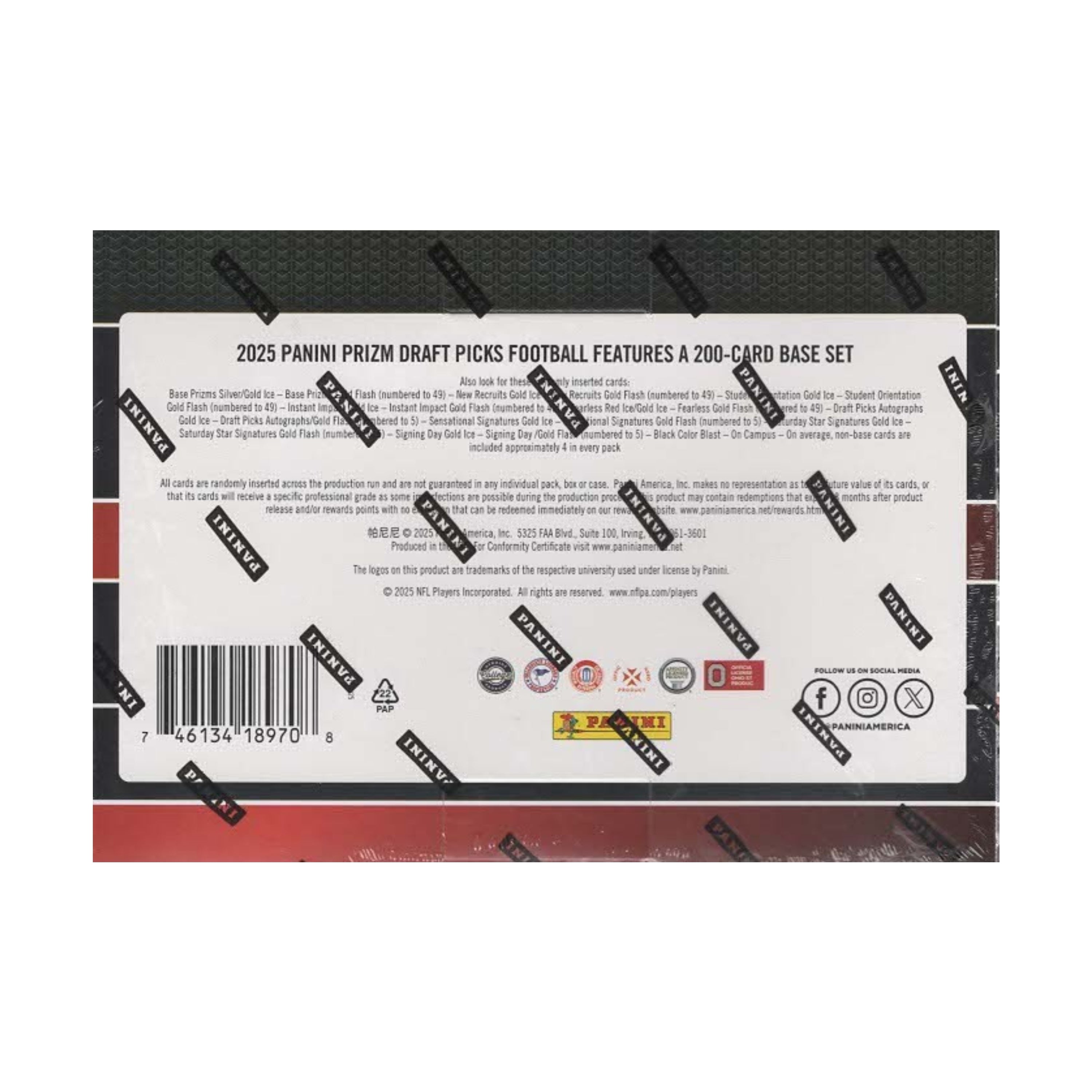 2025 Panini Prizm Draft Picks Collegiate Football 60ct. Mega Box