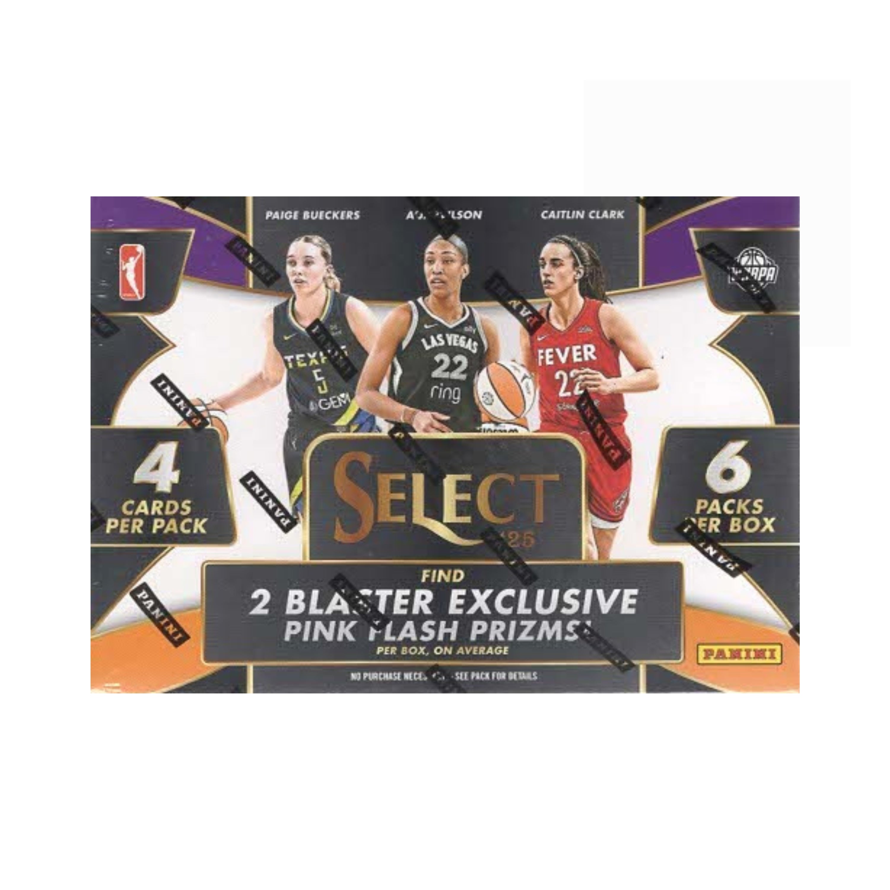Basketball trading card pack featuring female players with promotional text on a white background