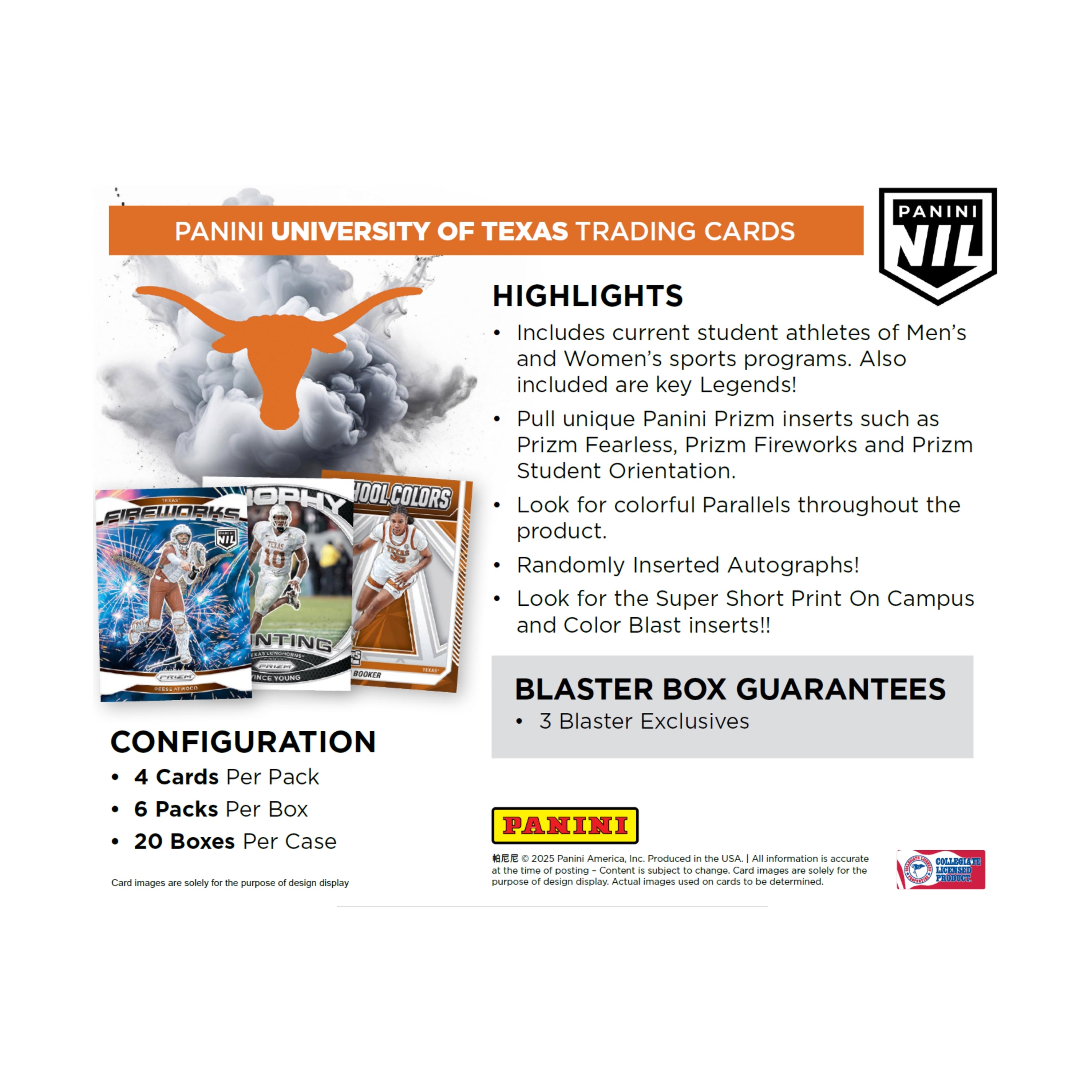 2025 Panini Texas Longhorns NIL 24ct. Blaster Box