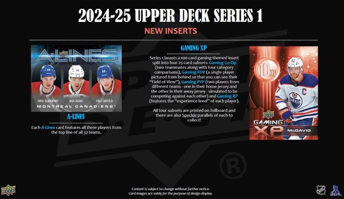 2024-25 Upper Deck Series 1 NHL Hockey Tin