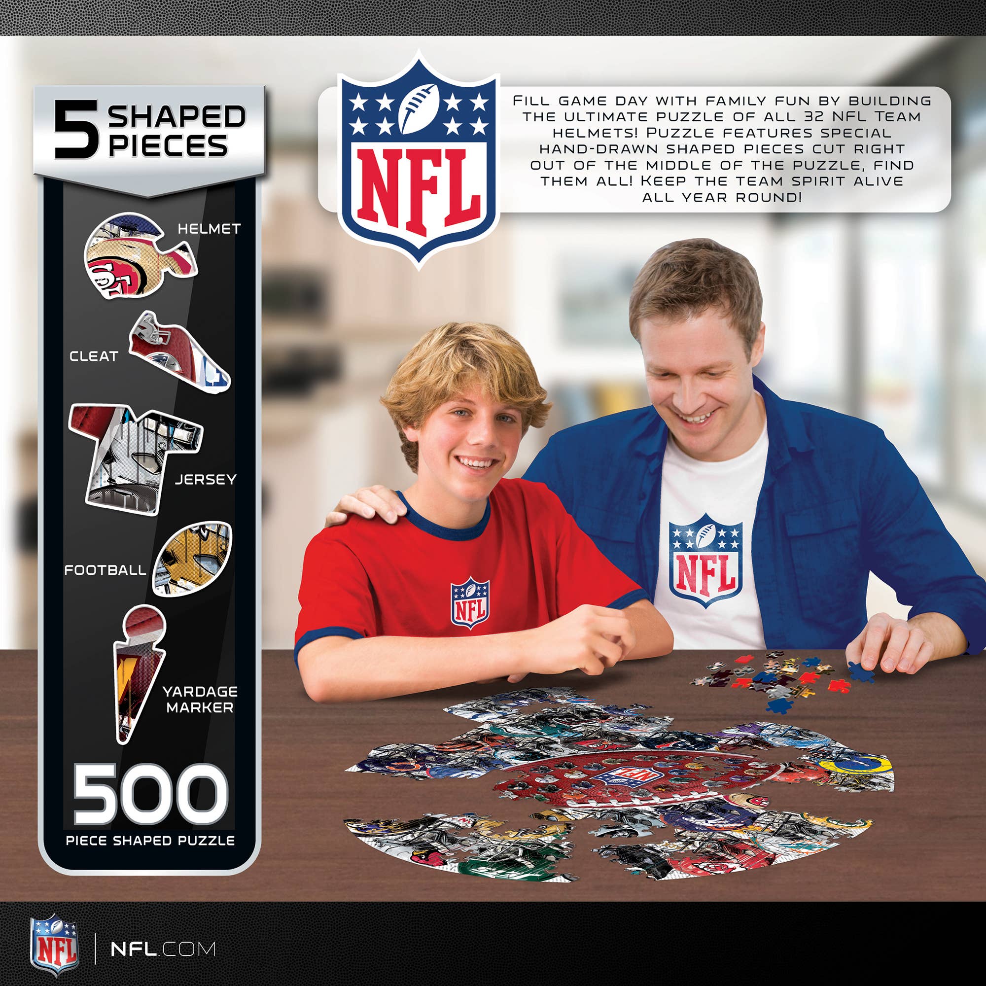 NFL - Helmet Drip Art 500 Piece Shaped Puzzle