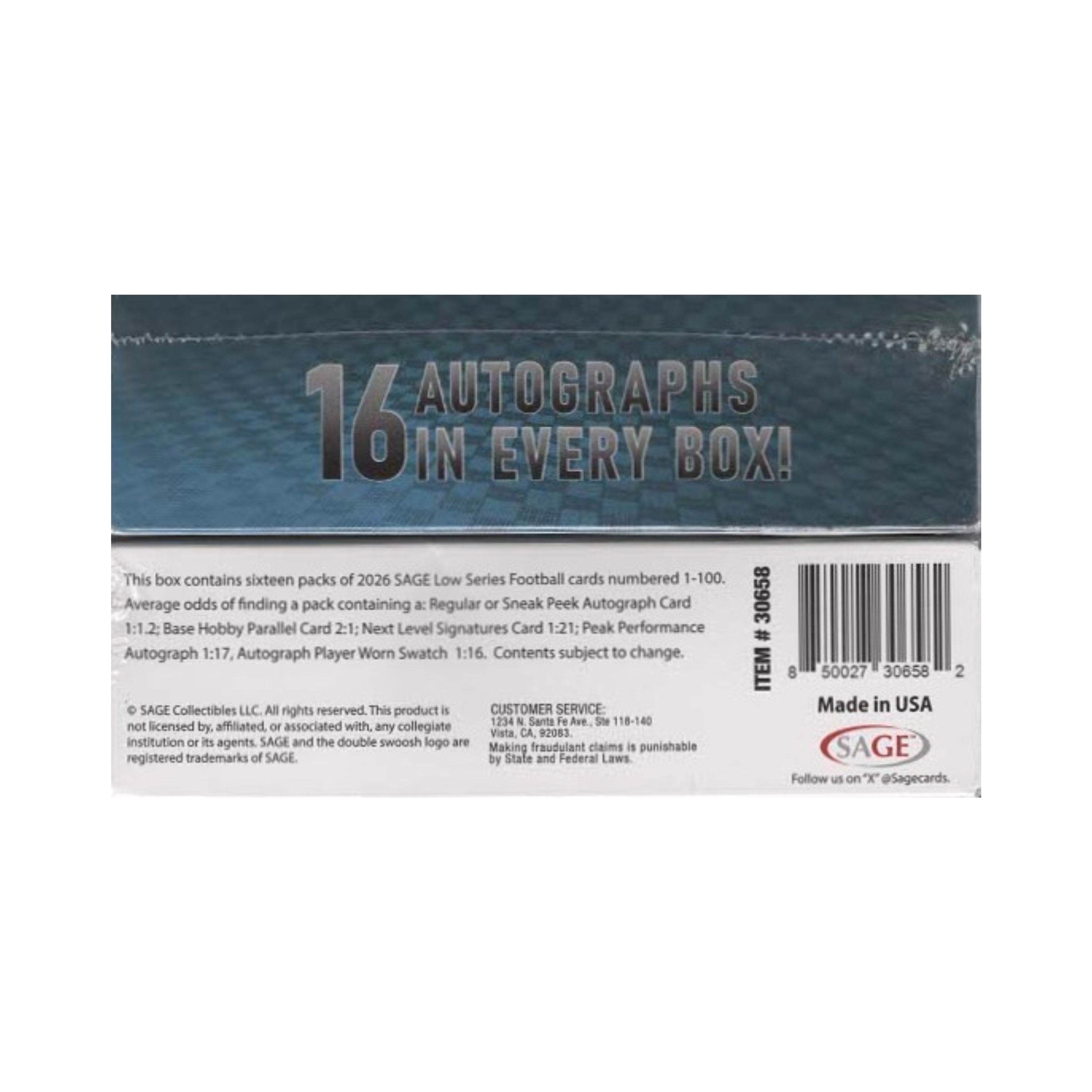 2026 Sage Low Series Football 112ct. Hobby Box