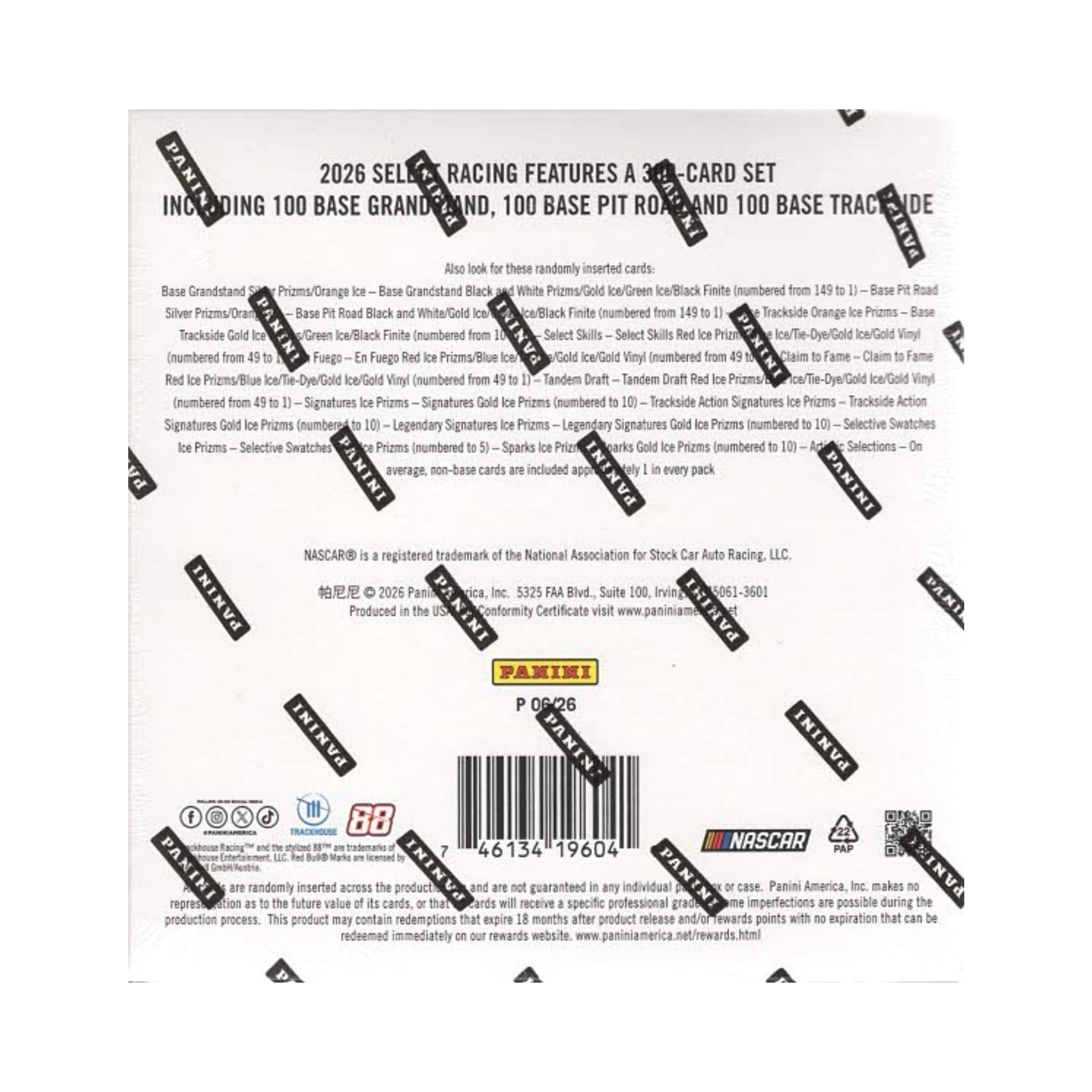 2026 Panini Select NASCAR Racing 40ct. Mega Box