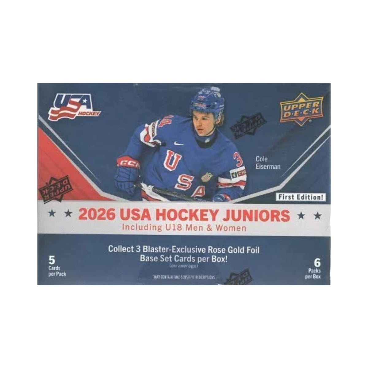 2026 Upper Deck Team USA Juniors Hockey Debut Edition 30Ct. Blaster Box