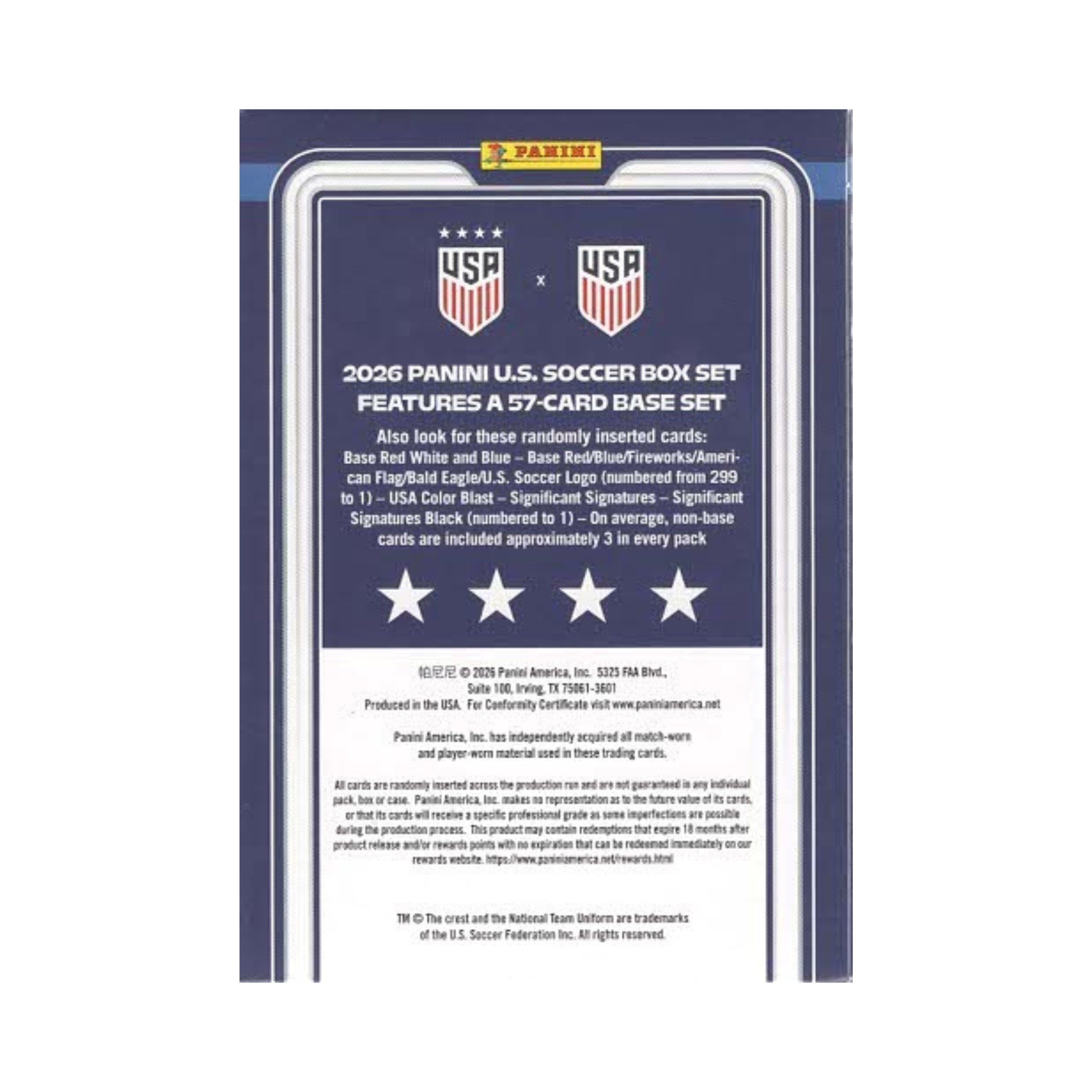 2026 Panini Instant USMNT & USWNT Soccer 60ct. Blaster Box