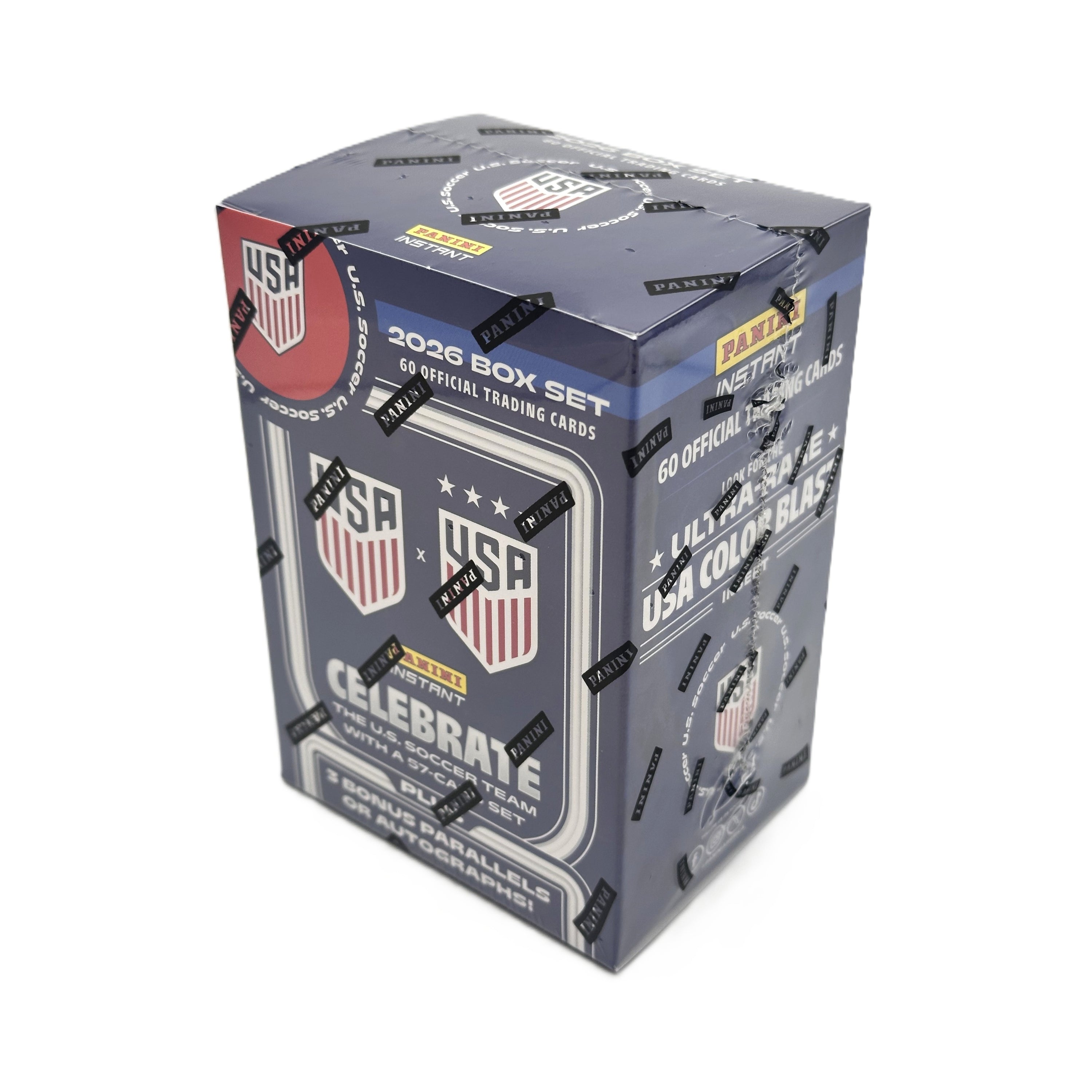 Trading card box set packaging with USA and Panini logos on a white background