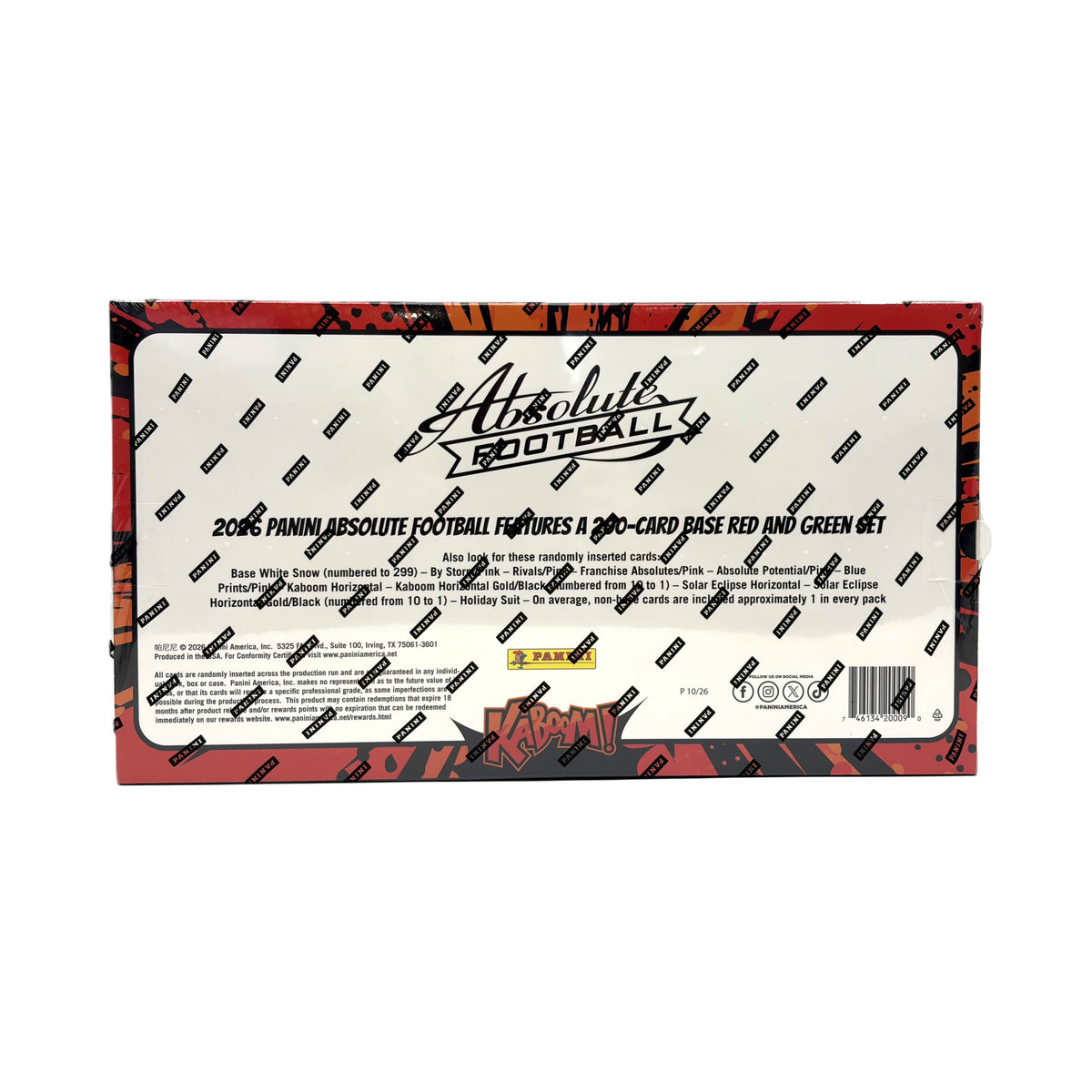 2026 Panini Absolute Football 72ct. Countdown Calendar