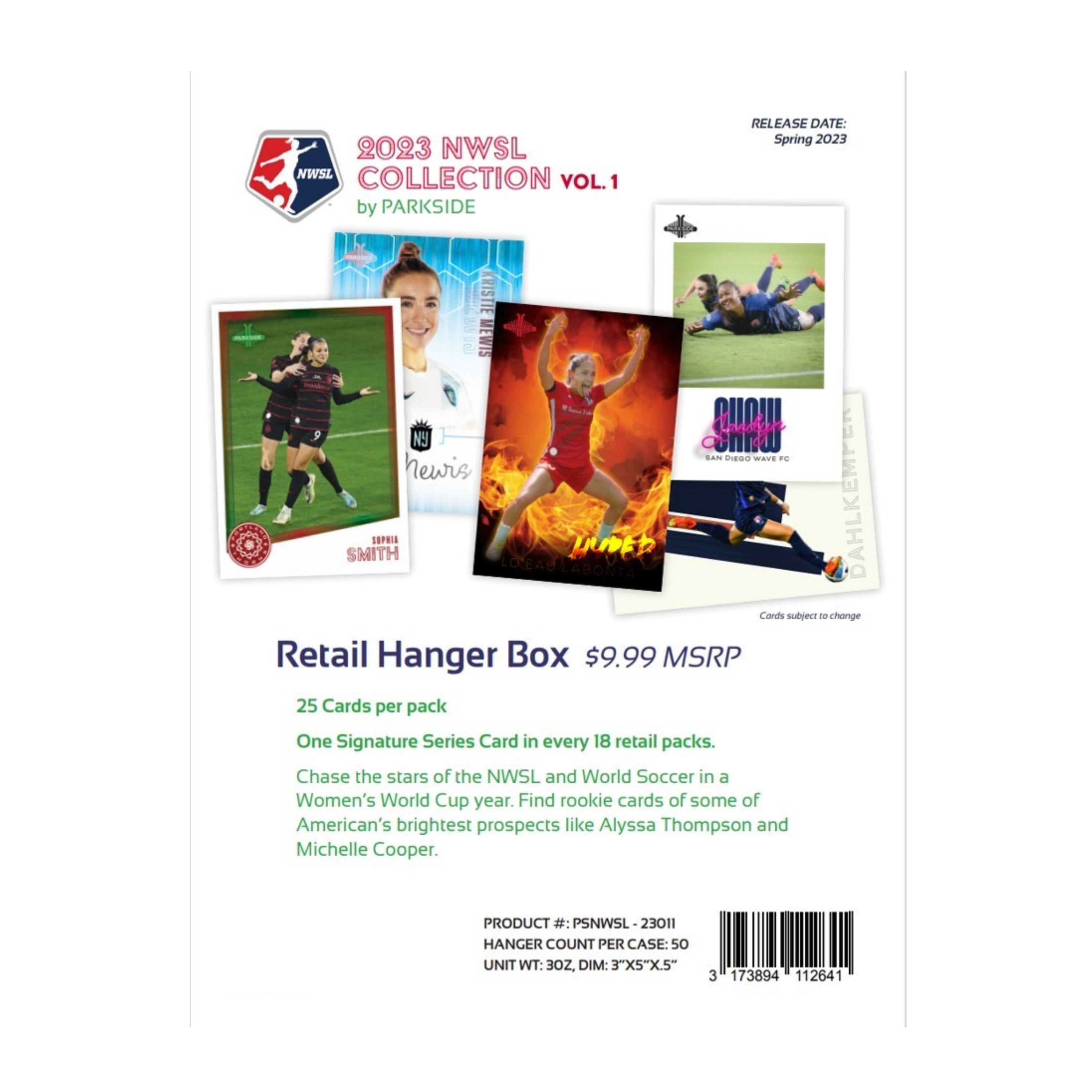 2023 Parkside NWSL Collection Volume 1 Soccer 25ct. HANGER BOX