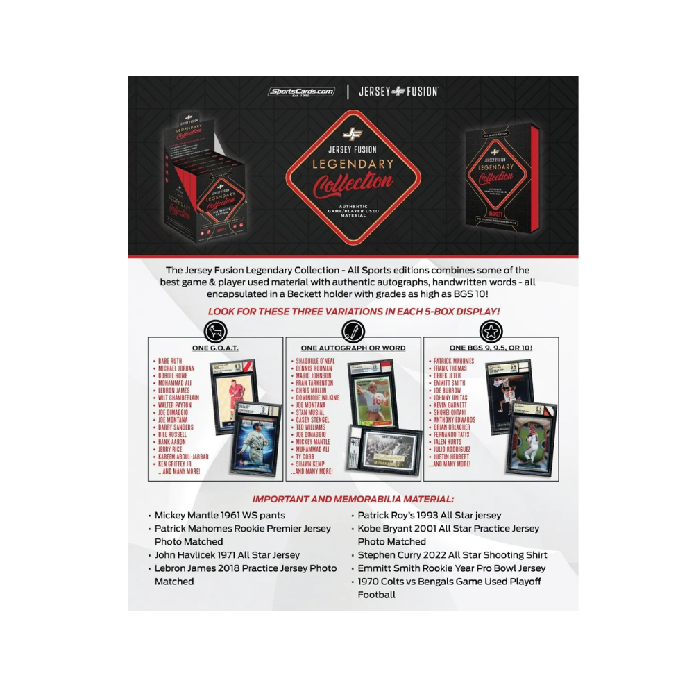 2025 Jersey Fusion Legendary Collection 1 ct. Box