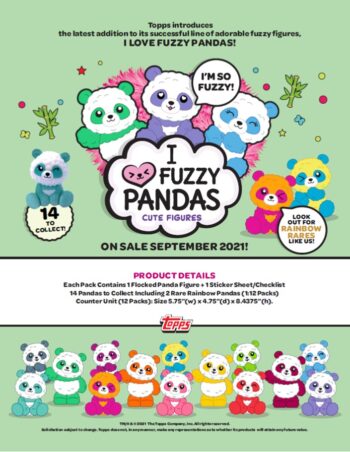 2021 Topps I Love Fuzzy Pandas Collectible Figures & Stickers 12 Ct. GRAVITY FEED BOX