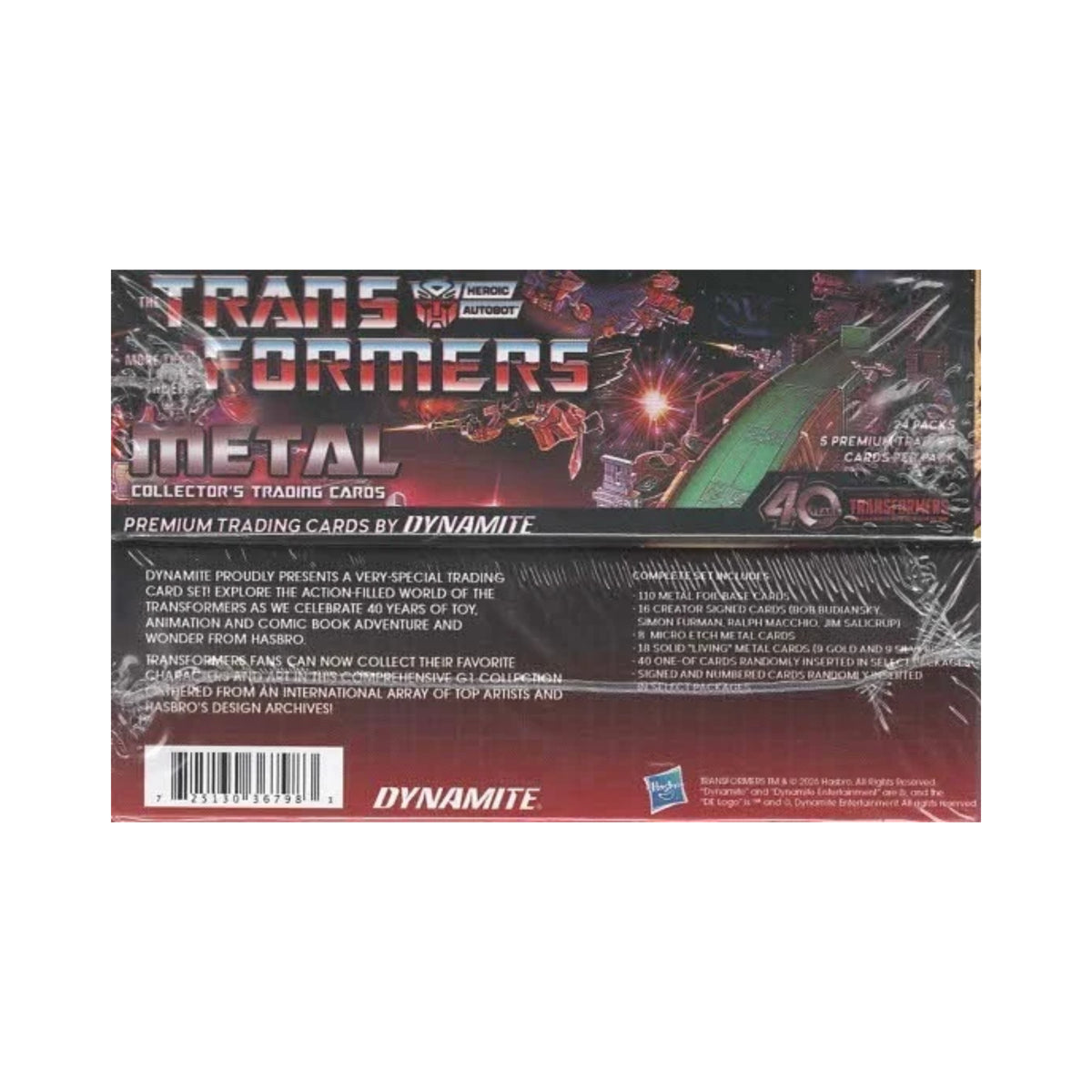 2026 Transformers 40th Anniversary Metal Trading Cards Collector's Set 120Ct. Display Box