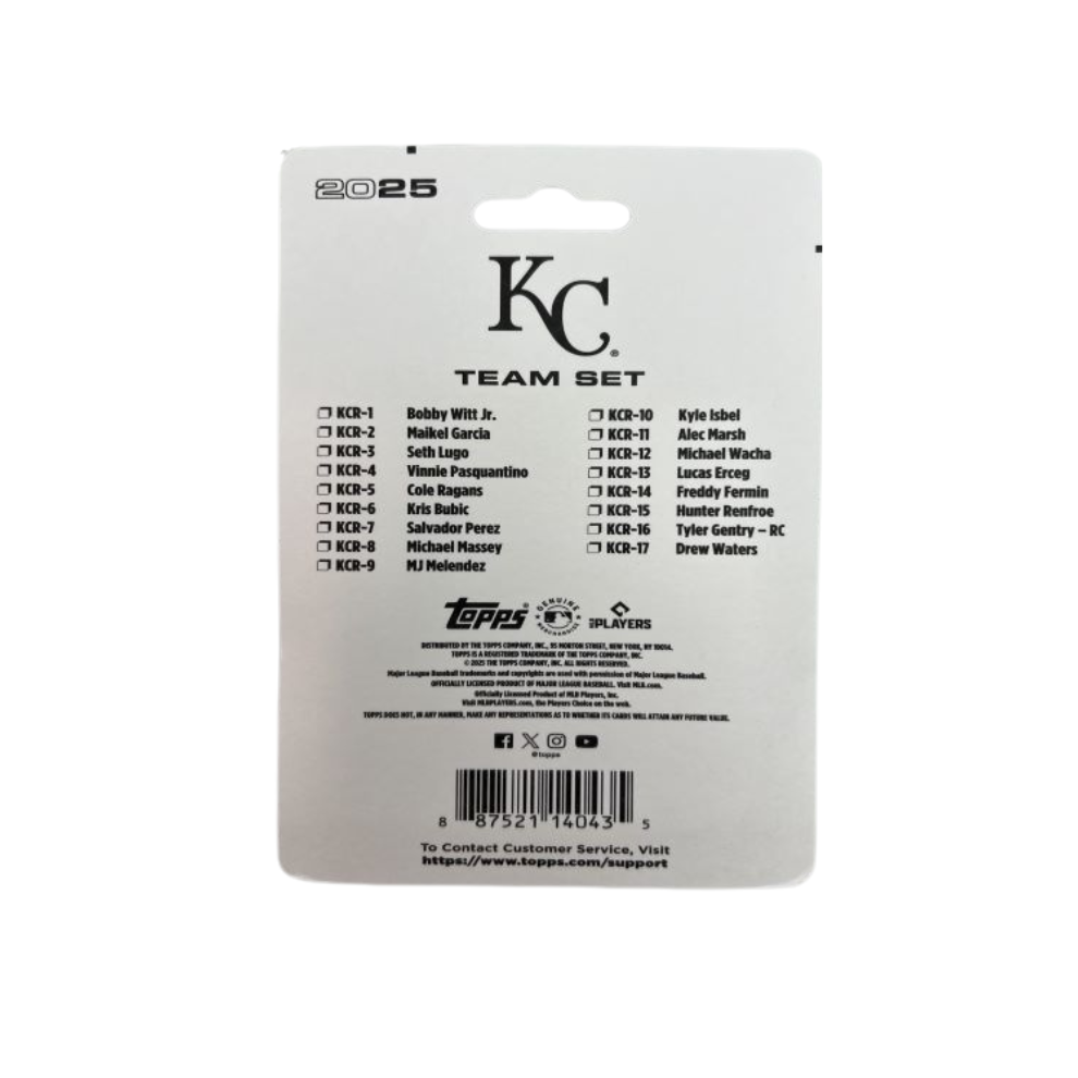 2025 Topps Kansas City Royals MLB Baseball 17ct. Mini Team Set