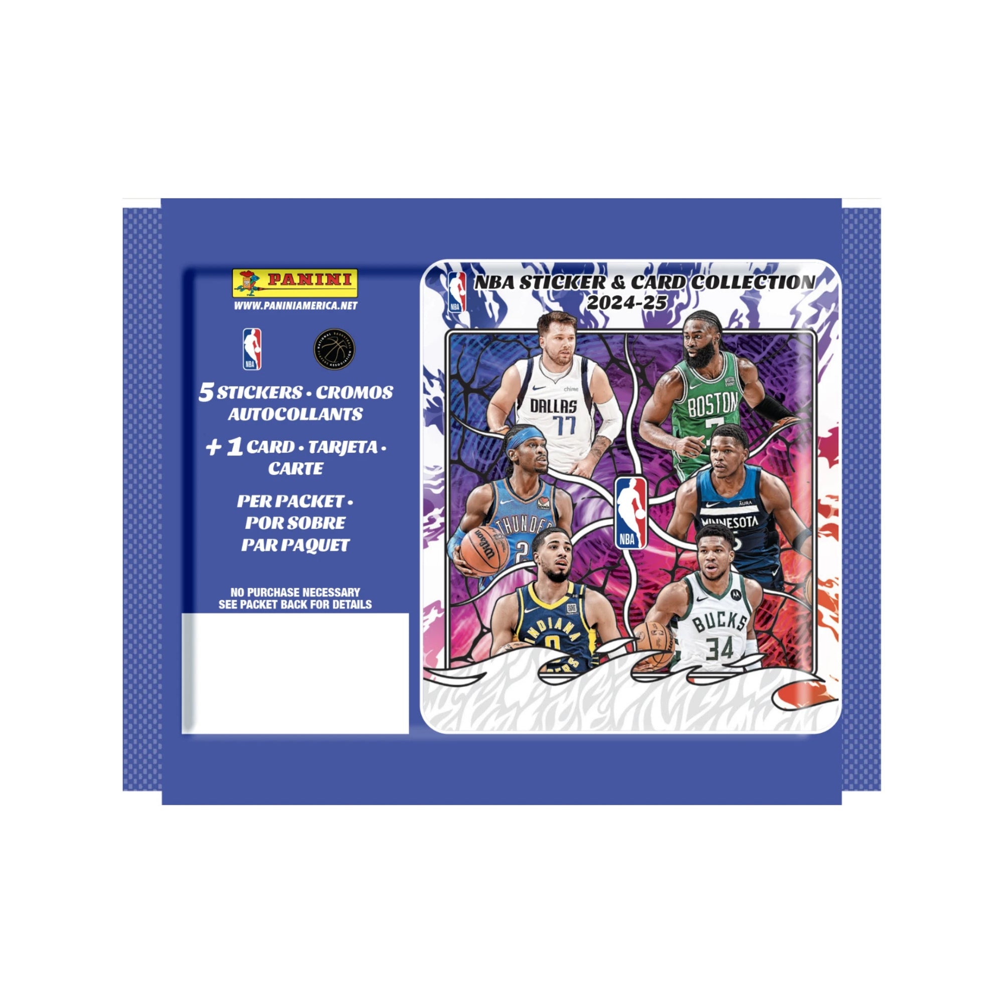 2024-25 Panini Stickers NBA Basketball 6ct. Sticker/Card Pack