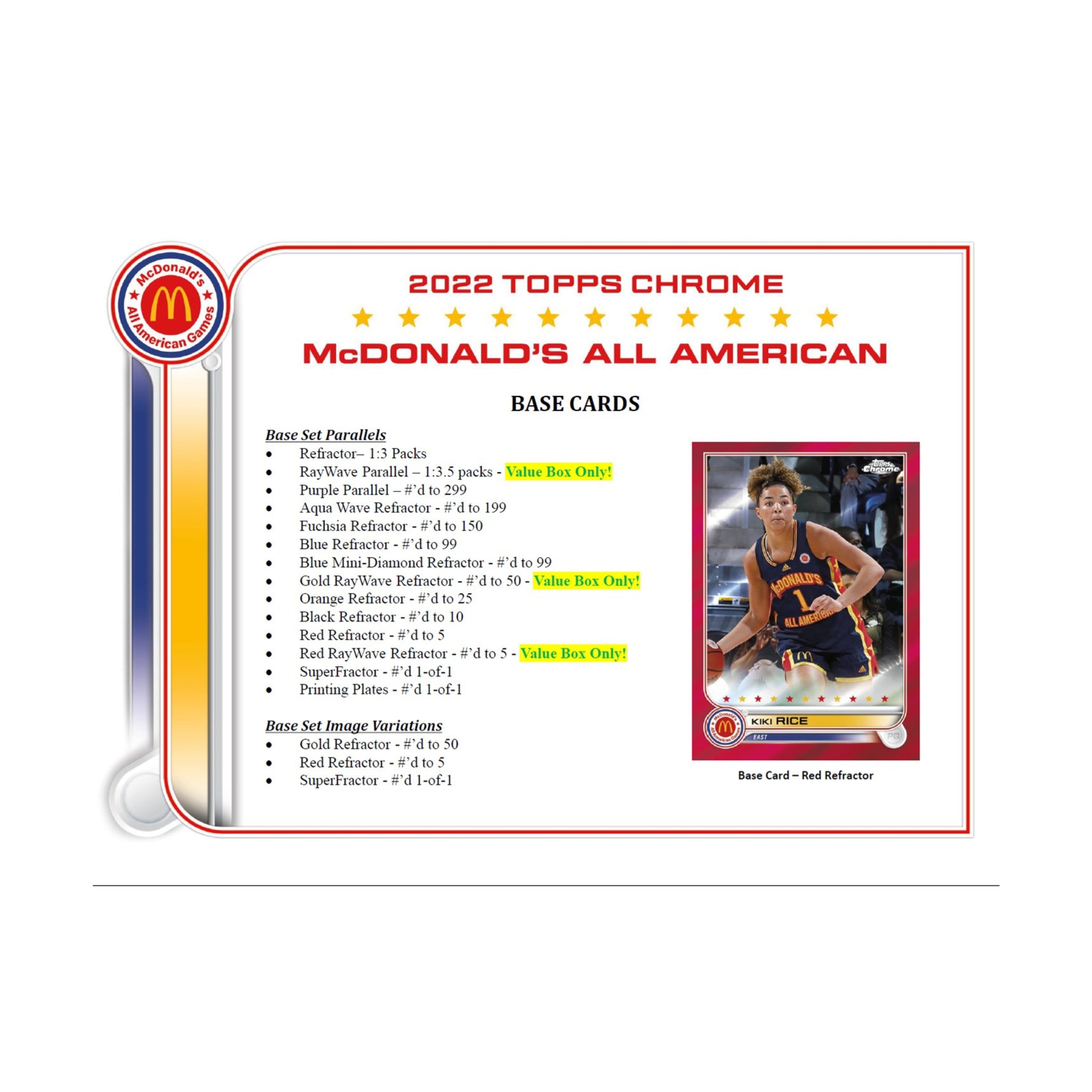 2022 Topps Chrome McDonalds All American Basketball 28ct. Blaster Box