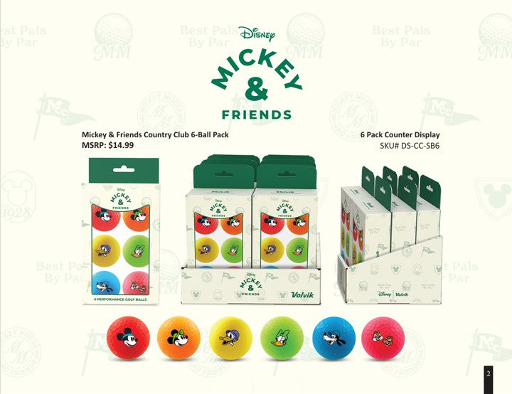 Disney Mickey Country Club Licensed 6 Golf Ball Pack by Volvik